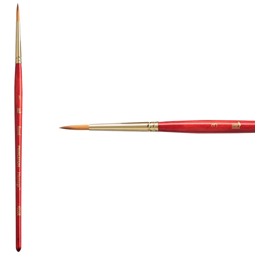Princeton Heritage Series 4050 Synthetic Sable Brush - Round, Short Handle, Size 3