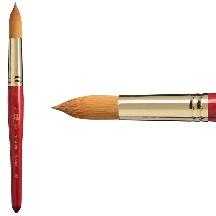 Princeton Heritage Series 4050 Synthetic Sable Brush - Round, Short Handle, Size 30
