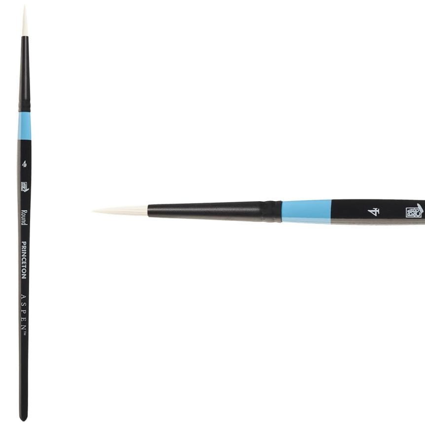 Princeton Aspen Series 6950 Synthetic Brush - Round, Short Handle, Size 4