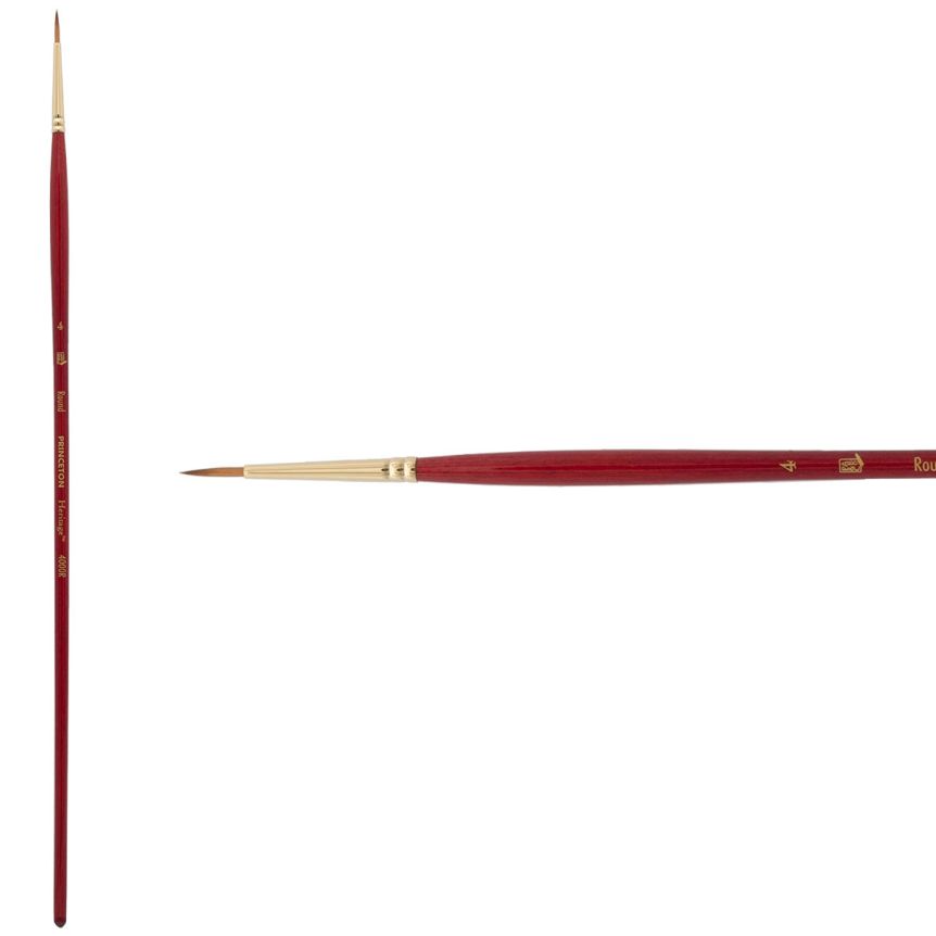Princeton Heritage Series 4000 Synthetic Sable Brush - Round, Long Handle, Size 4