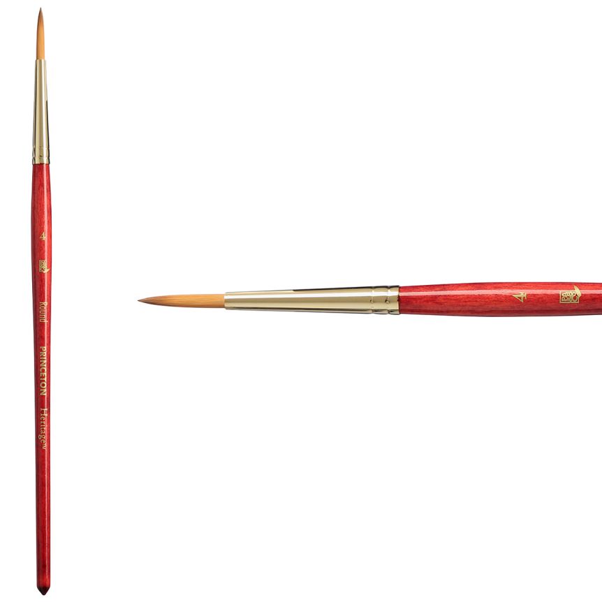 Princeton Heritage Series 4050 Synthetic Sable Brush - Round, Short Handle, Size 4
