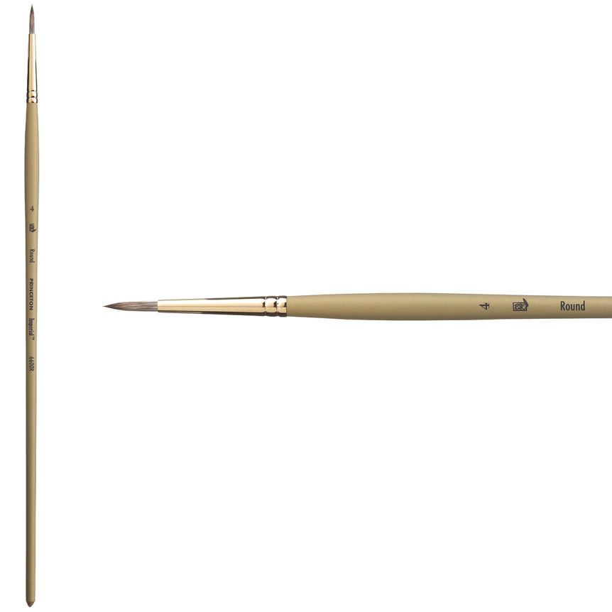 Princeton Imperial Series 6600 Synthetic Mongoose Brush - Round, Long Handle, Size 4