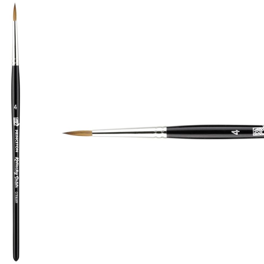 Princeton Kolinsky Sable Series 7050 Brush - Round, Short Handle, Size 4