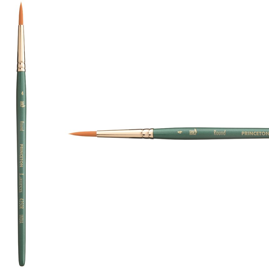 Princeton Lauren Series 4350 Golden Synthetic Brush - Round, Short Handle, Size 4