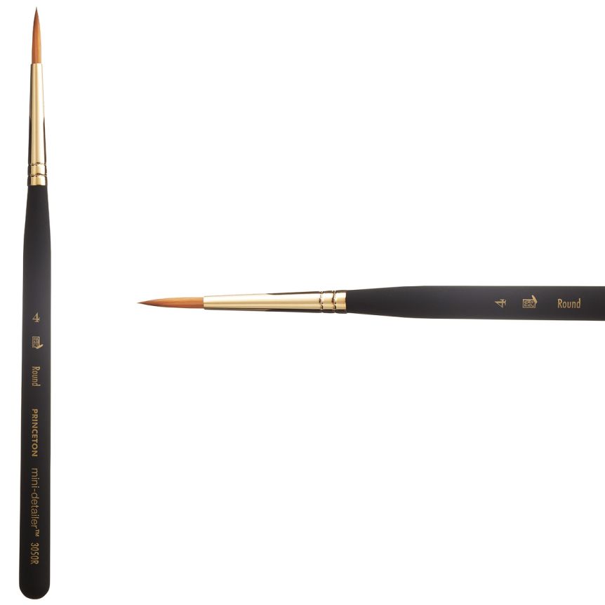 Princeton Mini-Detailer Series 3050 Synthetic Brush - Round, Mini Handle, Size 4