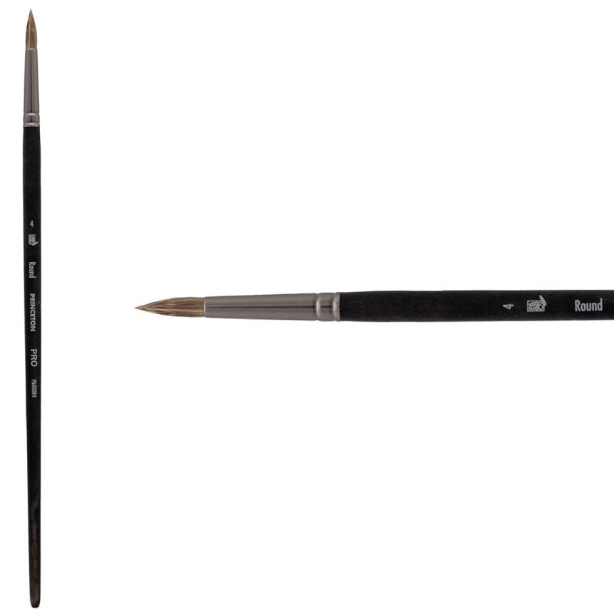 Princeton Pro Series 6000 Synthetic Brush - Round, Long Handle, Size 4