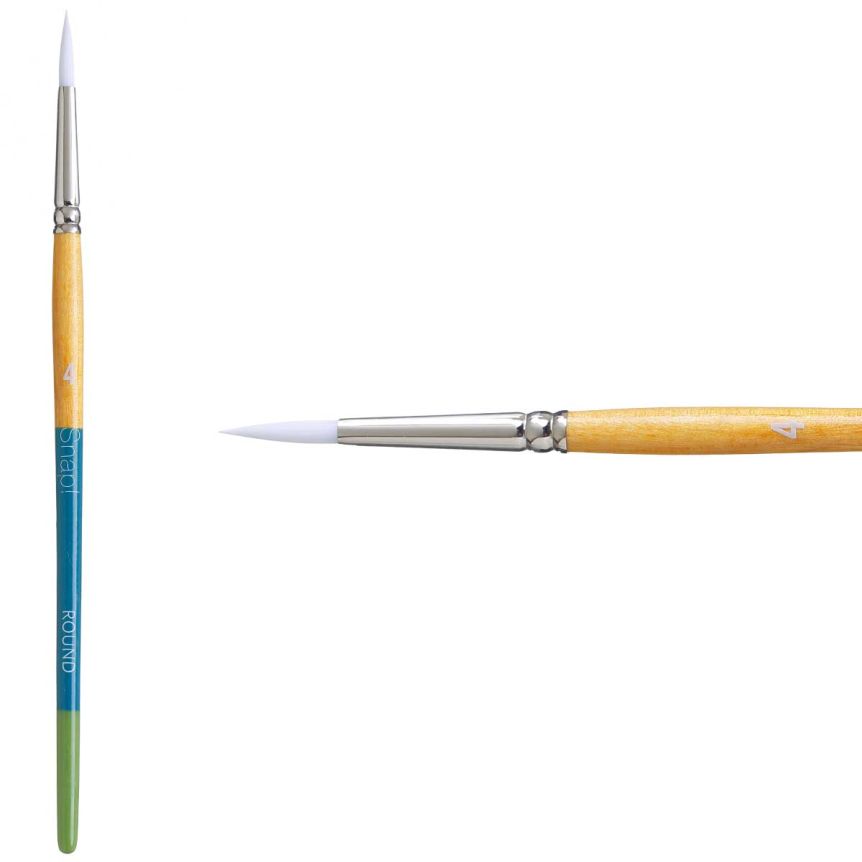 Princeton Snap! Series 9850 White Synthetic Brush - Round, Short Handle, Size 4
