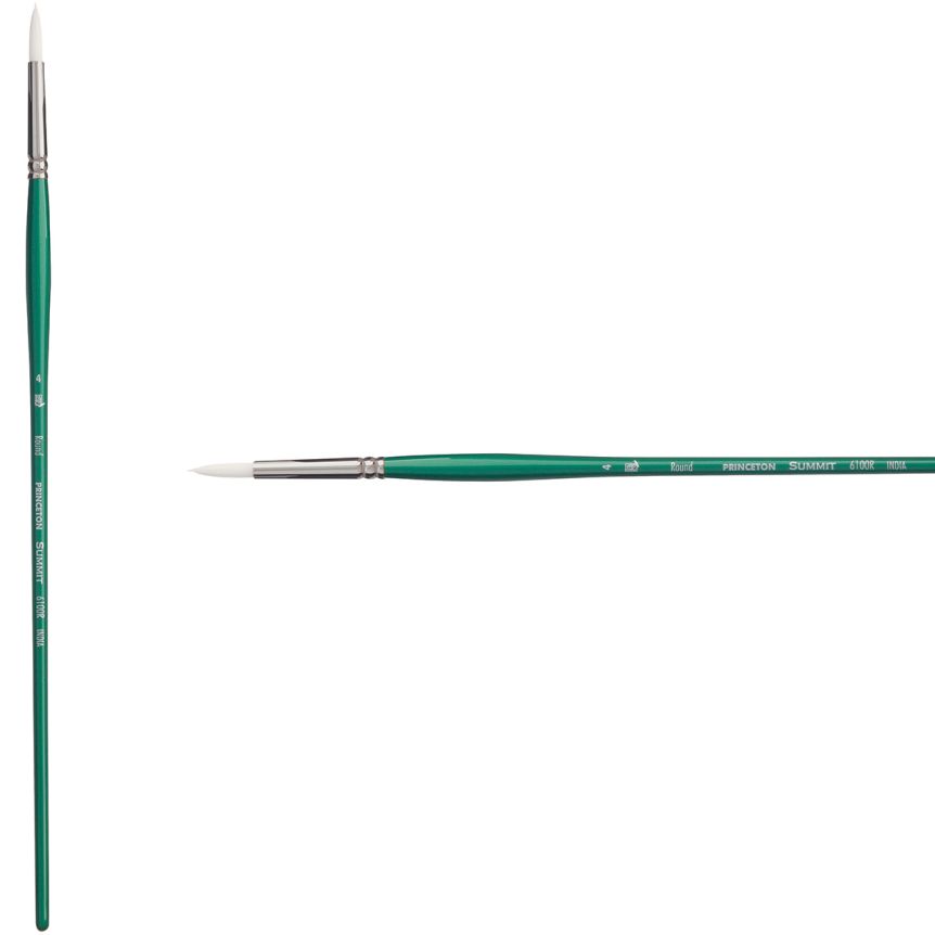 Princeton Summit Series 6100 Synthetic Brush - Round, Long Handle, Size 4