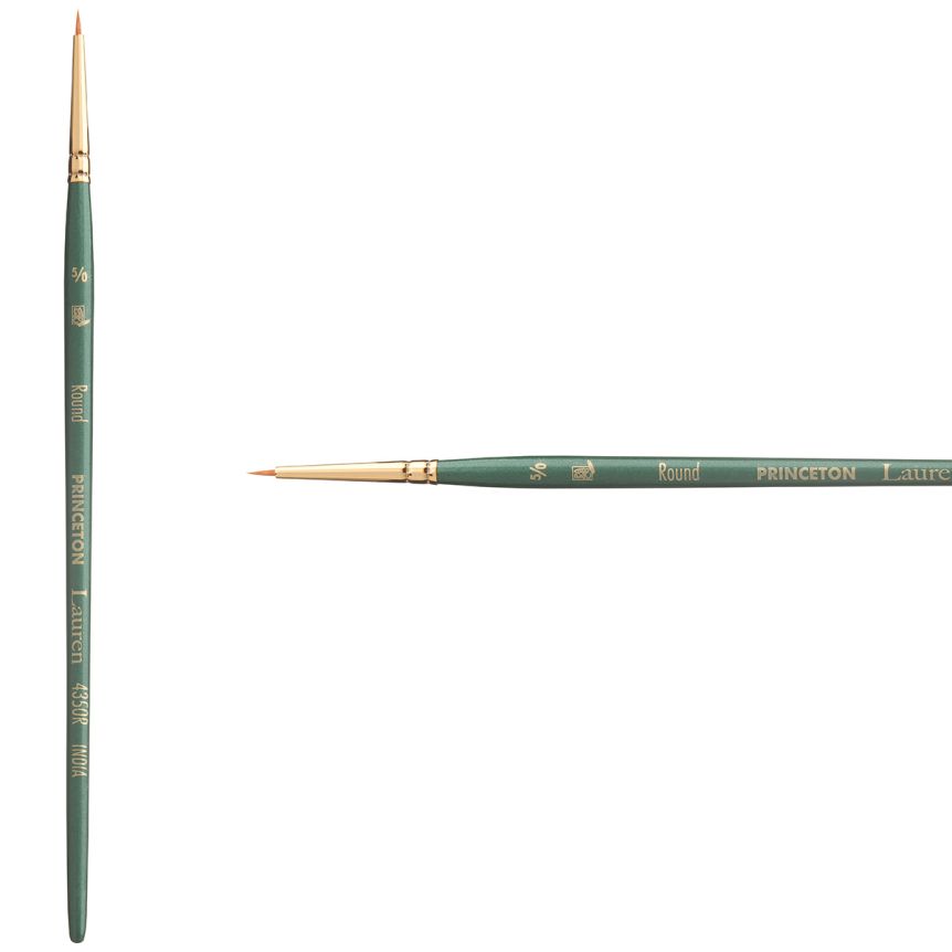 Princeton Lauren Series 4350 Golden Synthetic Brush - Round, Short Handle, Size 5/0