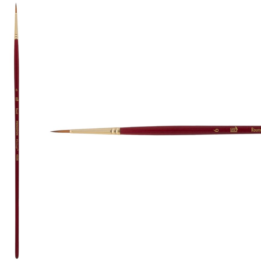 Princeton Heritage Series 4000 Synthetic Sable Brush - Round, Long Handle, Size 6
