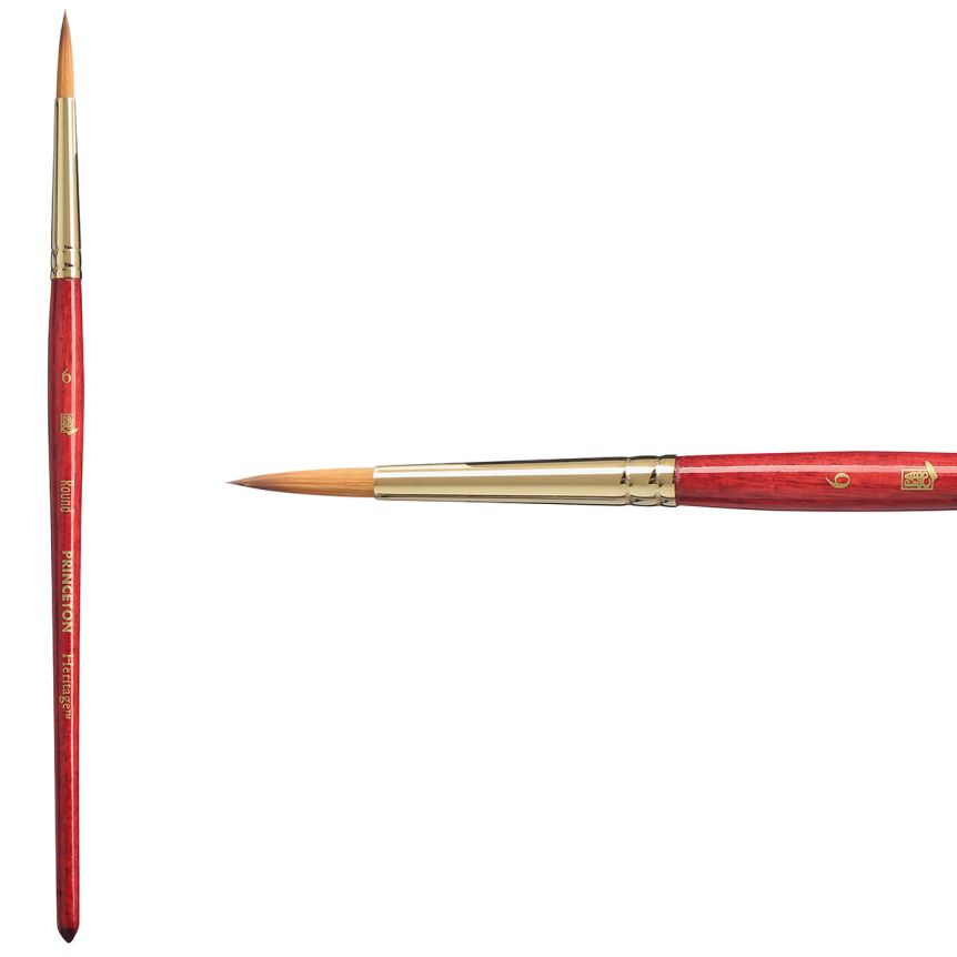 Princeton Heritage Series 4050 Synthetic Sable Brush - Round, Short Handle, Size 6