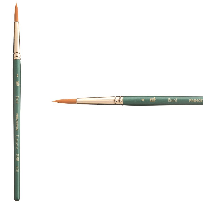 Princeton Lauren Series 4350 Golden Synthetic Brush - Round, Short Handle, Size 6
