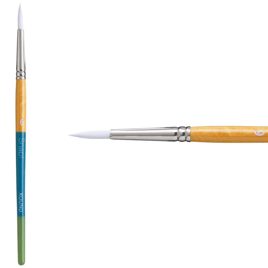 Princeton Snap! Series 9850 White Synthetic Brush - Round, Short Handle, Size 6