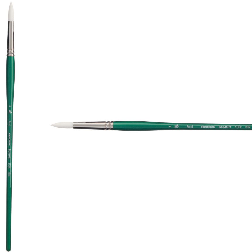 Princeton Summit Series 6100 Synthetic Brush - Round, Long Handle, Size 6