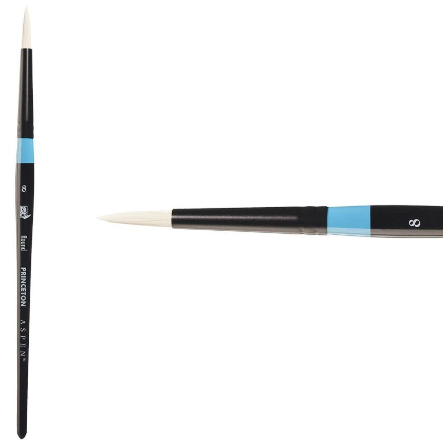 Princeton Aspen Series 6950 Synthetic Brush - Round, Short Handle, Size 8