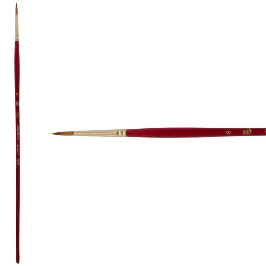Princeton Heritage Series 4000 Synthetic Sable Brush - Round, Long Handle, Size 8