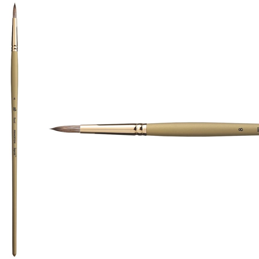 Princeton Imperial Series 6600 Synthetic Mongoose Brush - Round, Long Handle, Long Handle, Size 8