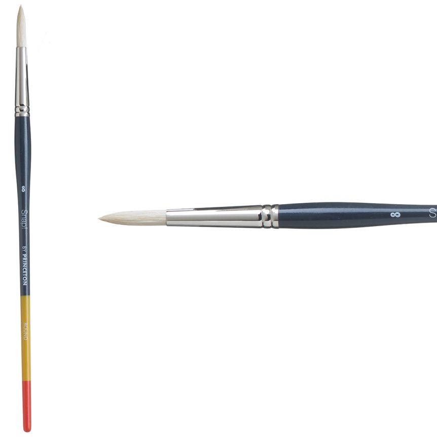 Princeton Snap! Series 9700 Natural Bristle Brush - Round, Long Handle, Size 8