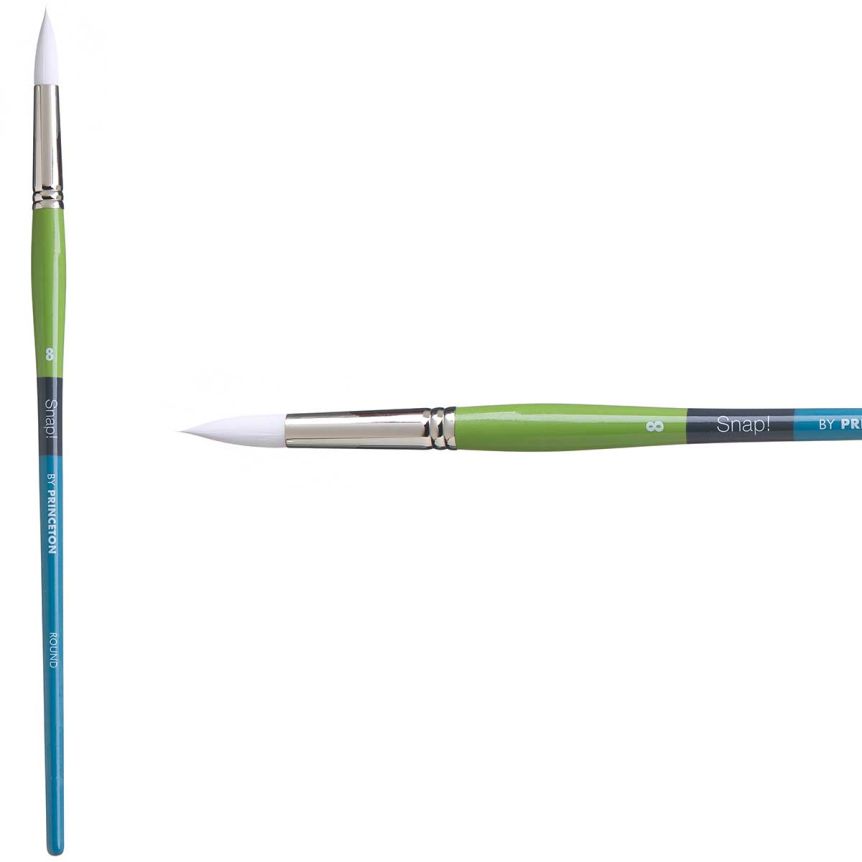 Princeton Snap! Series 9800 White Synthetic Brush - Round, Long Handle, Size 8