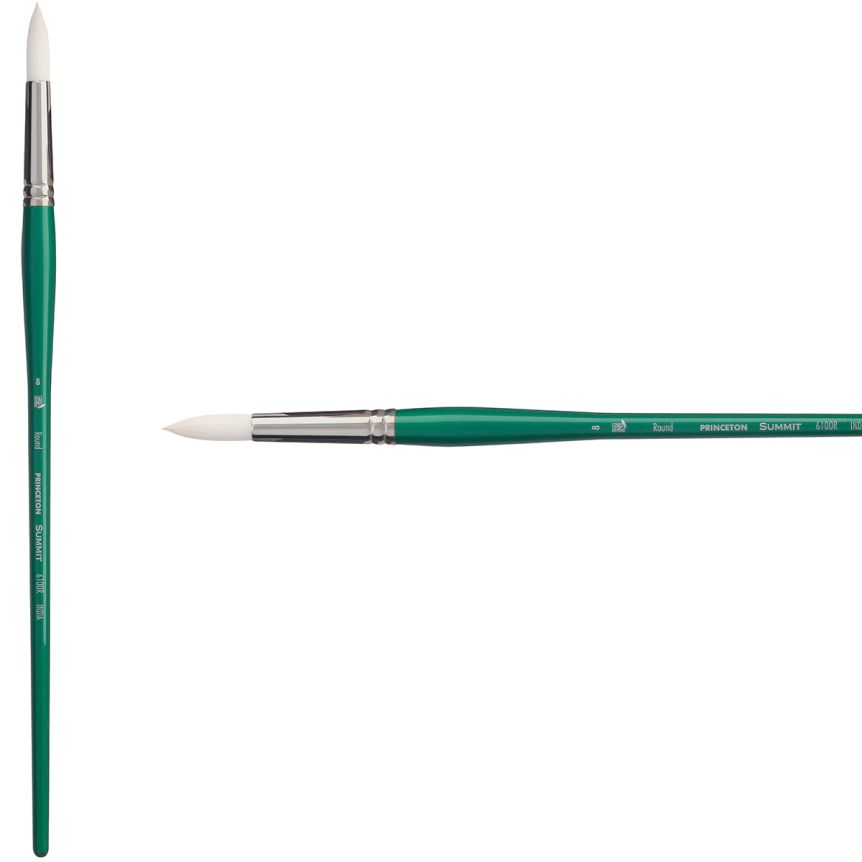 Princeton Summit Series 6100 Synthetic Brush - Round, Long Handle, Size 8