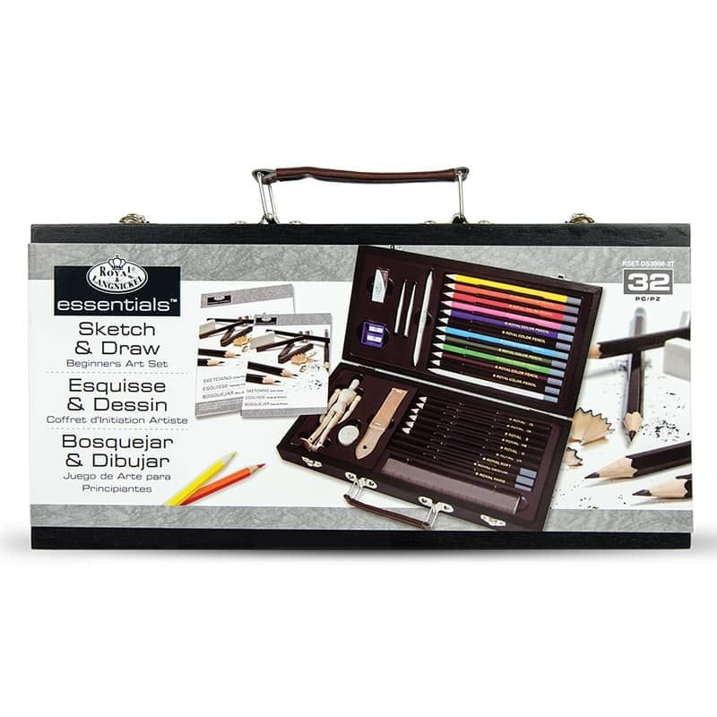 Beginners Artist Box Set Sketching Pad & Drawing Pencils Manikin Model Art  S3000