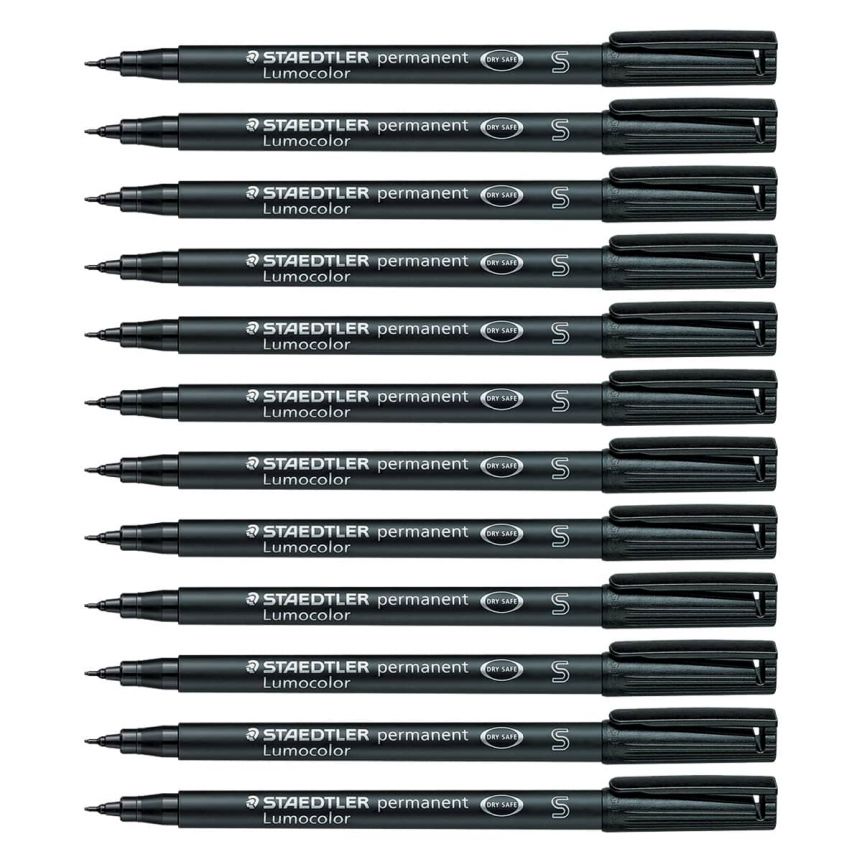 STAEDTLER Lumocolor Permanent Marker Pens Super Fine S313 Black, 0