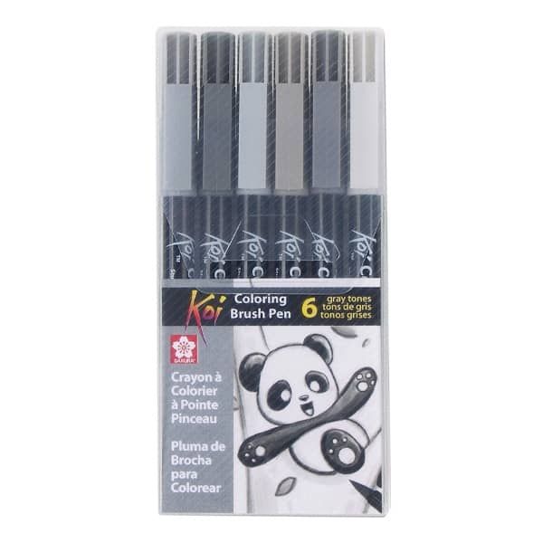 Sakura Koi Brush Pen Set of 6 - Grey