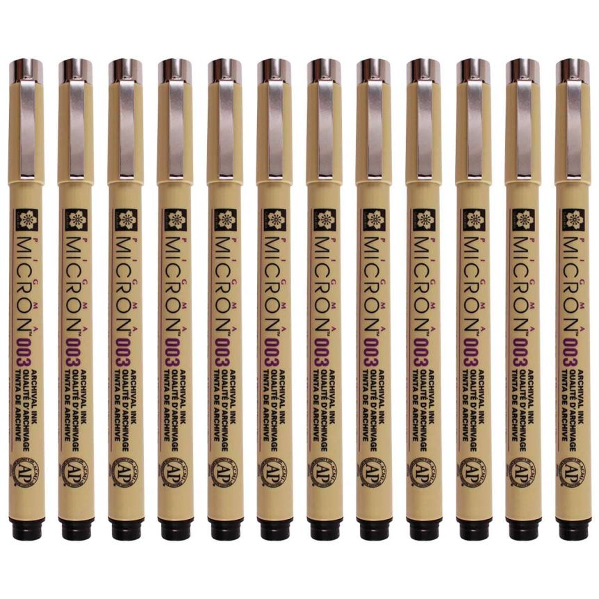 Sakura Pigma Micron Pen (003) .15mm, Black (Box of 12)