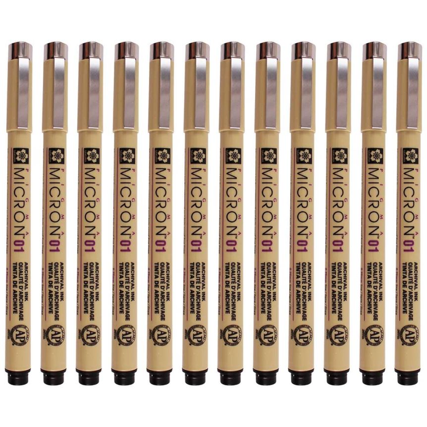 Sakura Pigma Micron Pen (01) .25 mm, Black (Box of 12)
