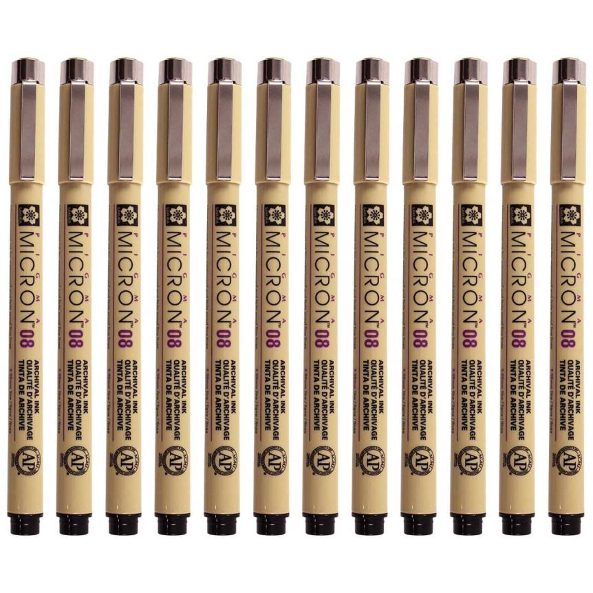 Sakura Pigma Micron Pen (08) .50 mm, Black (Box of 12)