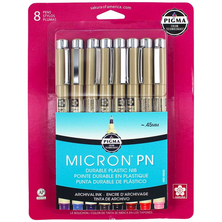 Sakura Pigma Micron PN Pen Set of 8, Assorted Colors