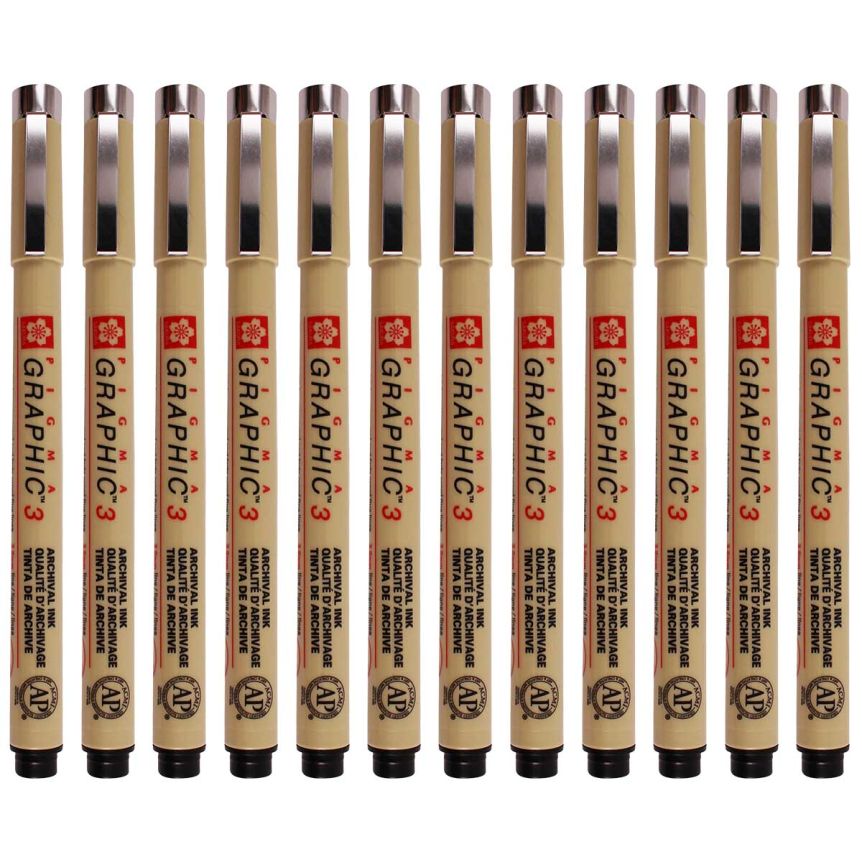 Sakura Pigma Graphic Pen - Black, 3 mm (Box of 12)