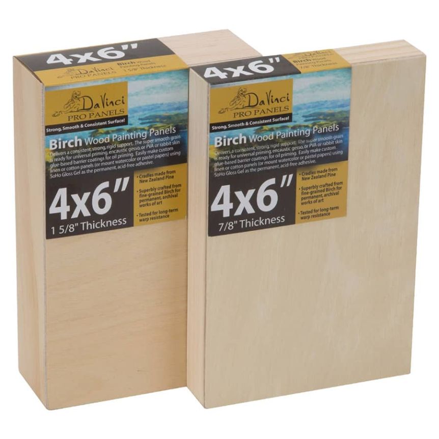 Da Vinci Pro Birch Wood Painting Panel 4"x6", Sampler 2 Pack Jerry's