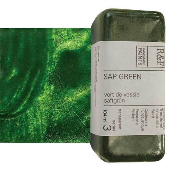 R&F Encaustic Handmade Paint 104 ml Block - Sap Green