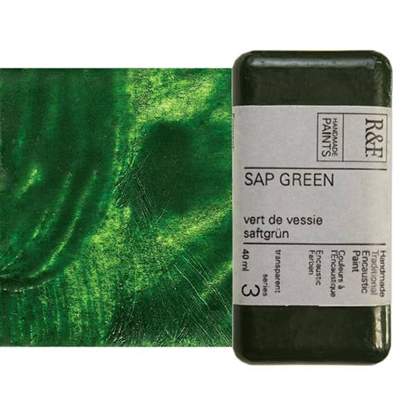 R&F Encaustic Handmade Paint 40 ml Block - Sap Green