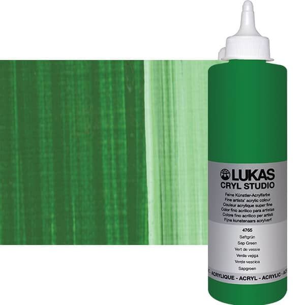 Cryl Studio Acrylic Paint - Sap Green, 500ml Bottle