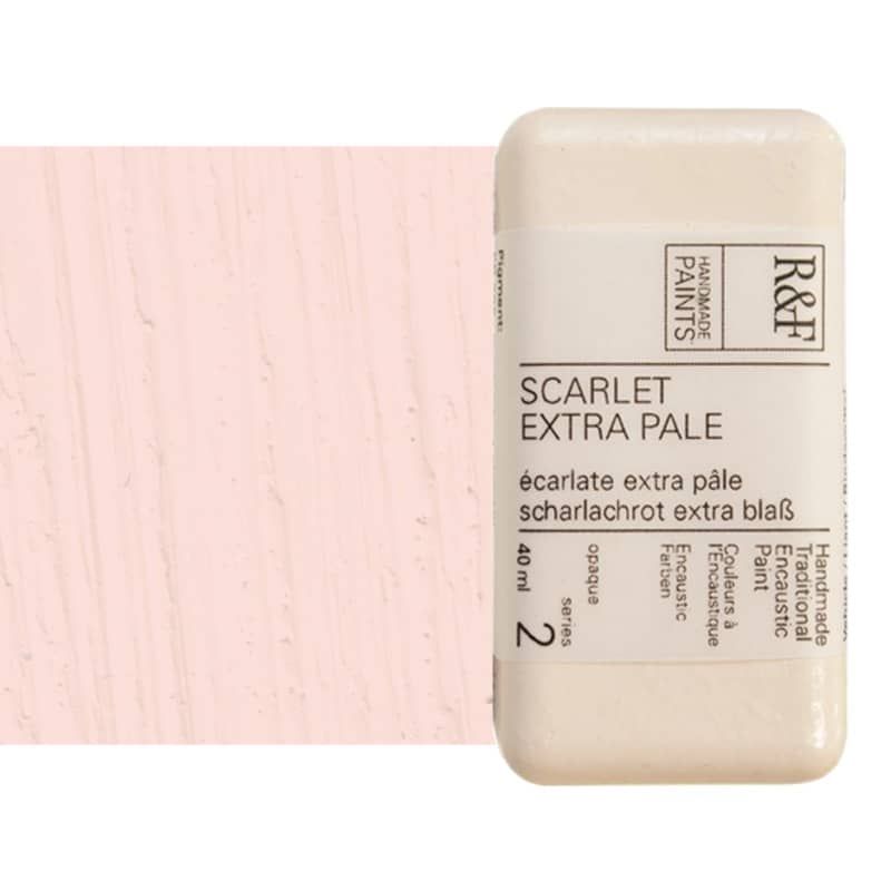 R&F Encaustic Handmade Paint 40 ml Block - Scarlet Extra Pale