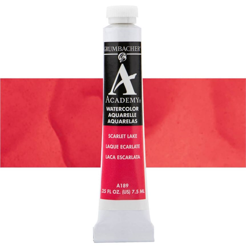 Grumbacher Academy Watercolor, Scarlet Lake - 7.5 ml Tube