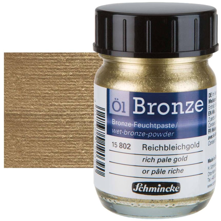 Schmincke Oil Bronze Powder - Rich Pale Gold, 50ml