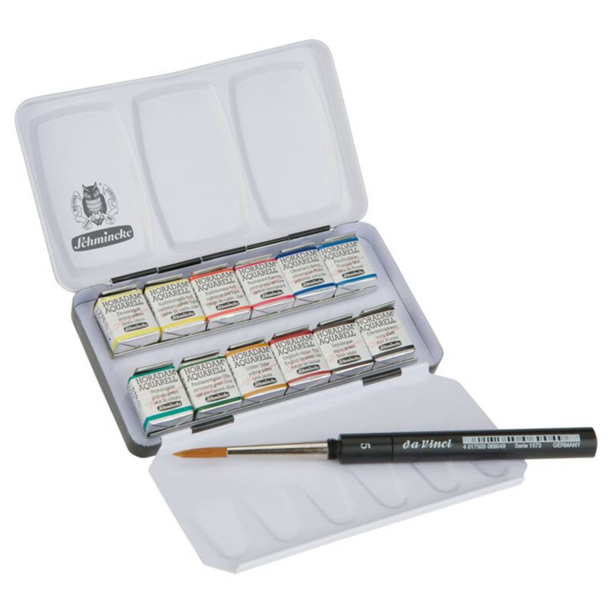 Schmincke Horadam Aquarell Watercolor - Metal Box Set of 12, Half Pans
