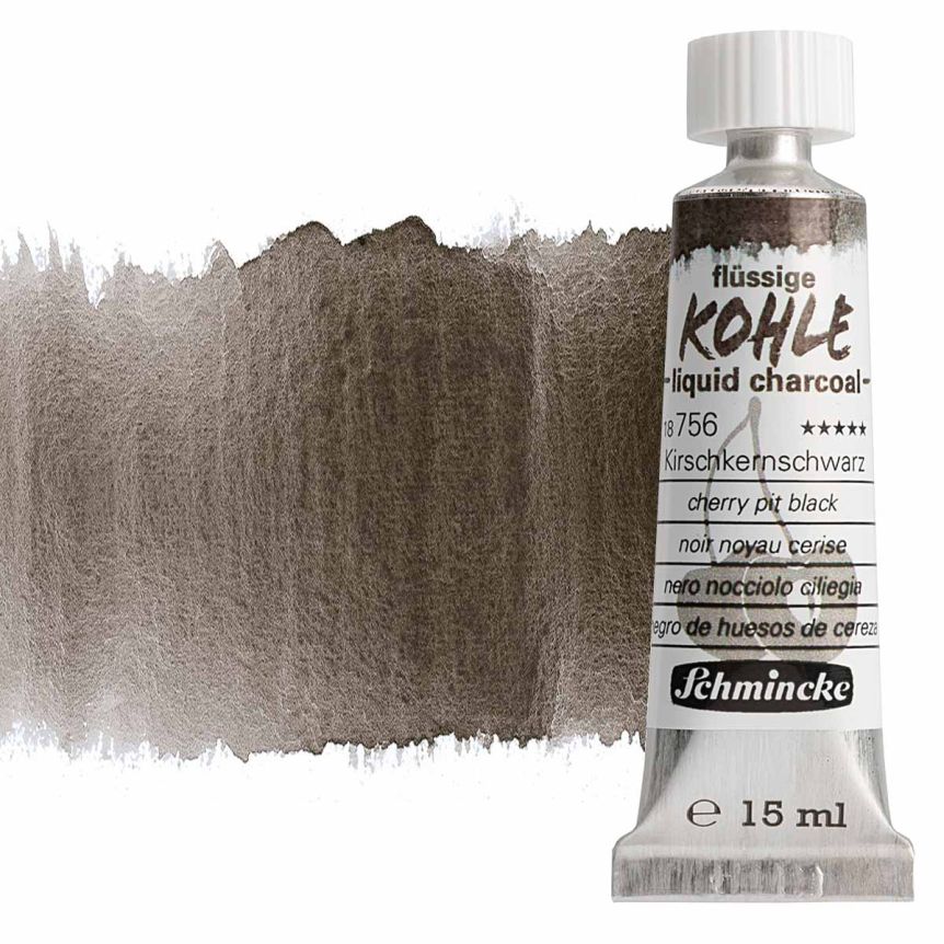 Schmincke Liquid Charcoal 15ml Cherry Pit Black