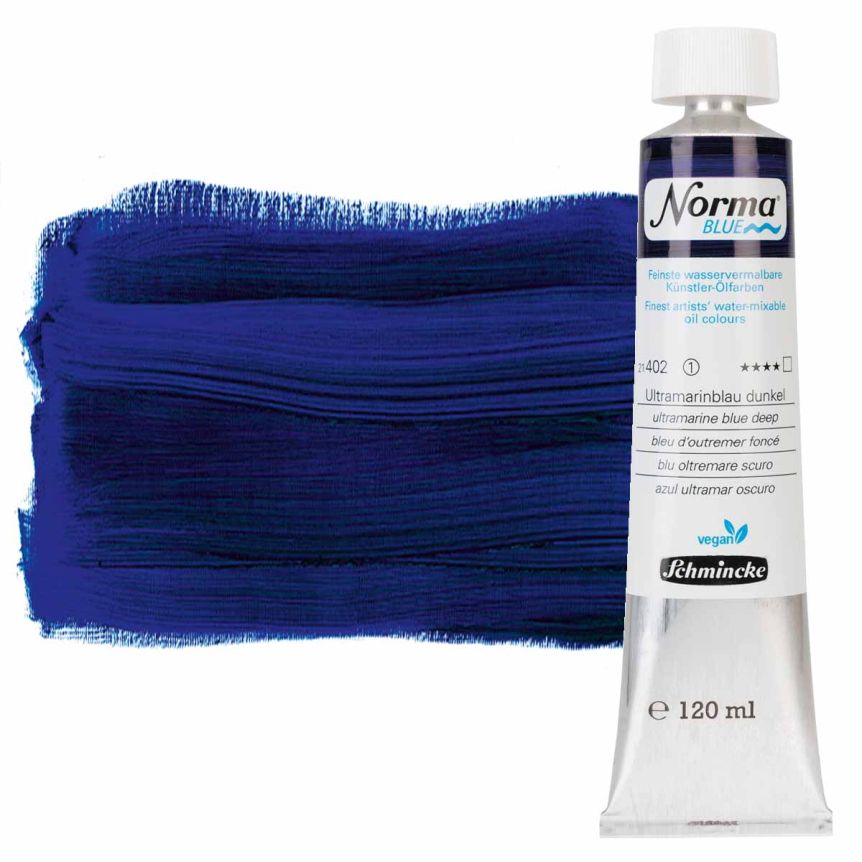 Norma Blue Water-Mixable Oil Color - Ultramarine Blue Deep, 120 ml Tube