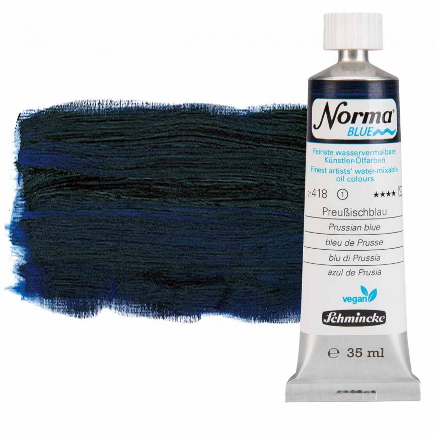 Norma Blue Water-Mixable Oil Color - Prussian Blue, 35ml Tube