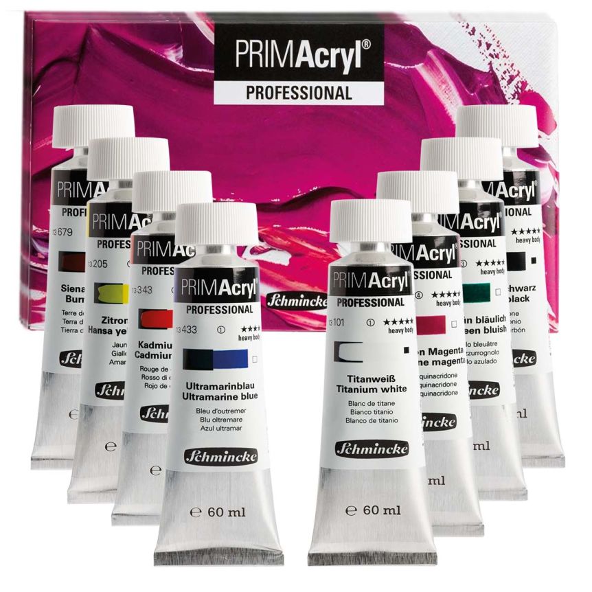 Schmincke PRIMAcryl Professional Heavy Body Acrylic Colors Set of 8, 60 ml