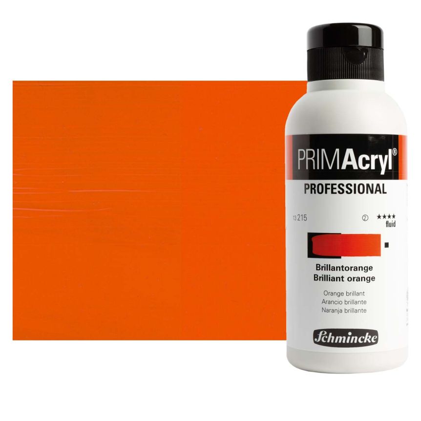 Schmincke PRIMAcryl Professional Fluid Acrylic - Brilliant Orange, 250 ml