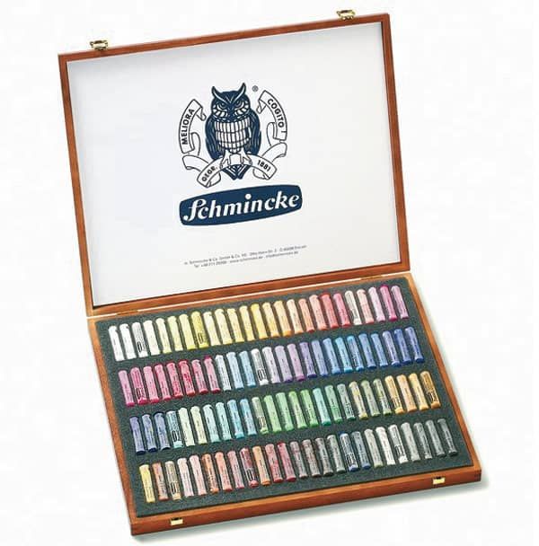 Schmincke Soft Pastels Walnut Stained Wood Box Set of 100 - Assorted Colors