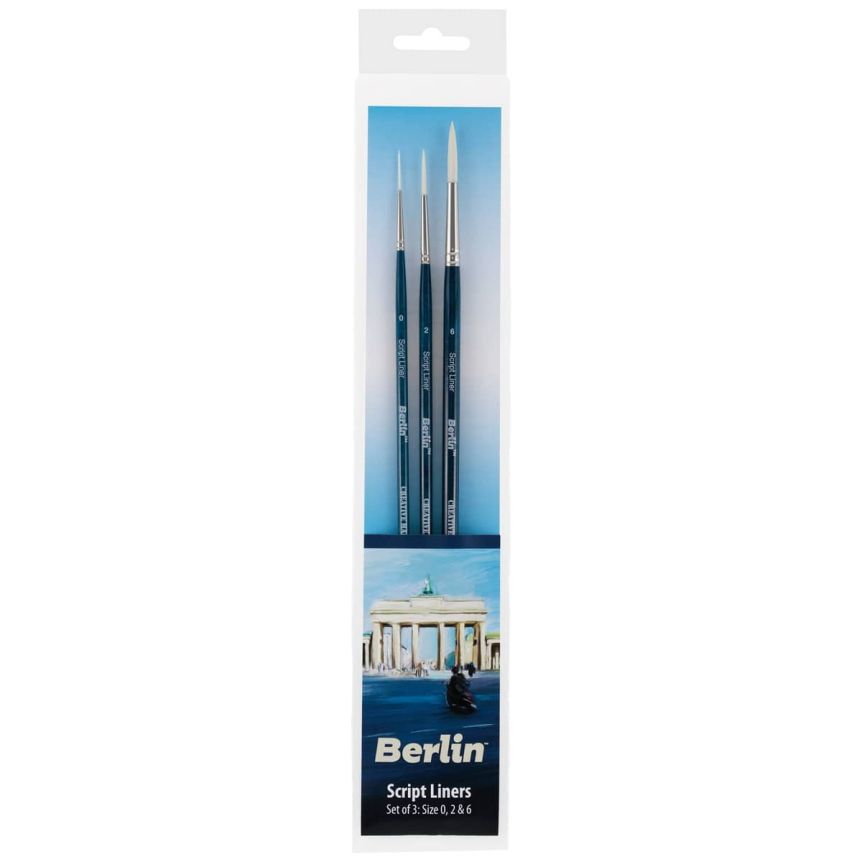 Berlin Acrylic Brush Script Liner Set of 3 Long Handle Series 9980 