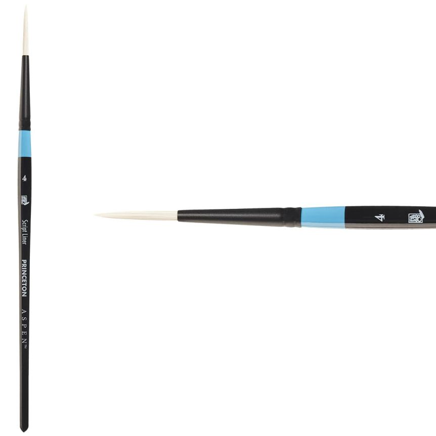 Princeton Aspen Series 6950 Synthetic Brush - Script Liner, Short Handle, Size 4