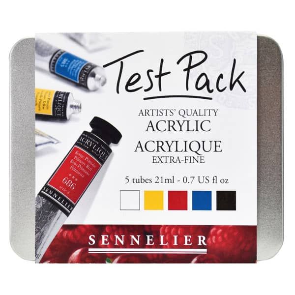 Sennelier Extra Fine Artist Acrylics Test Pack Assorted Colors 21 ml (Pack of 5)