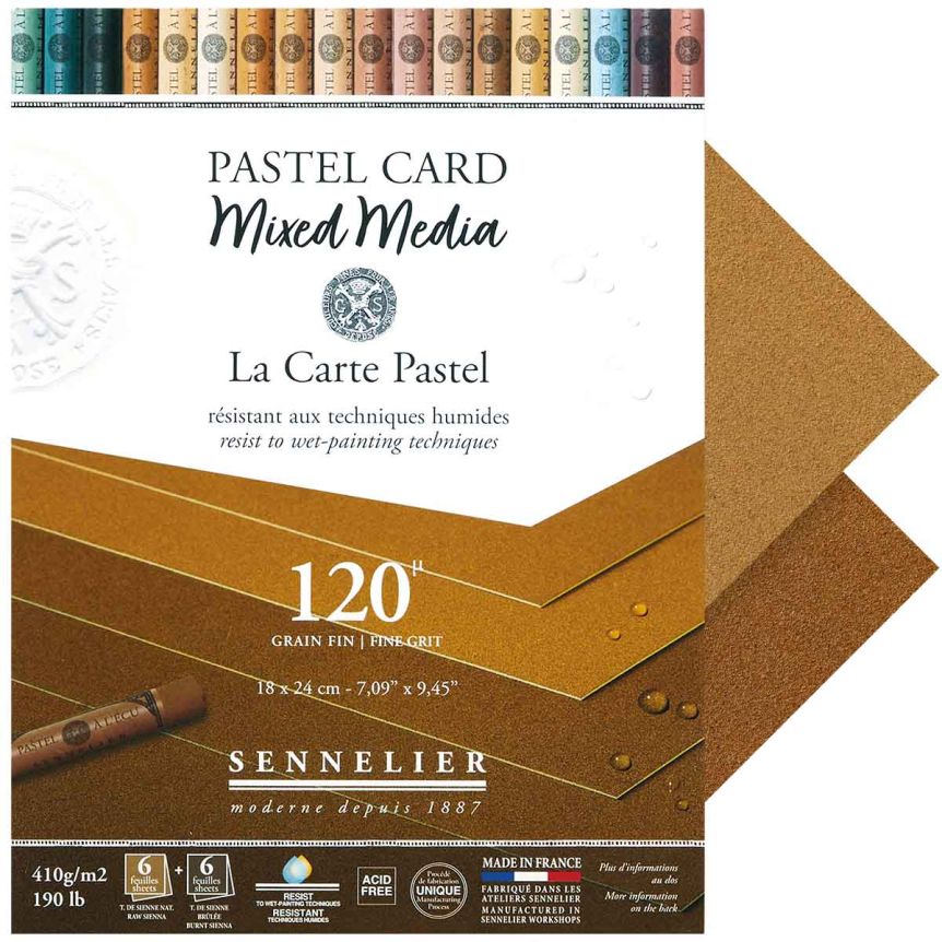Sennelier La Carte Pastel Mixed Media Pad - Earth Tones, 7.09"x9.45" (12 Cards)